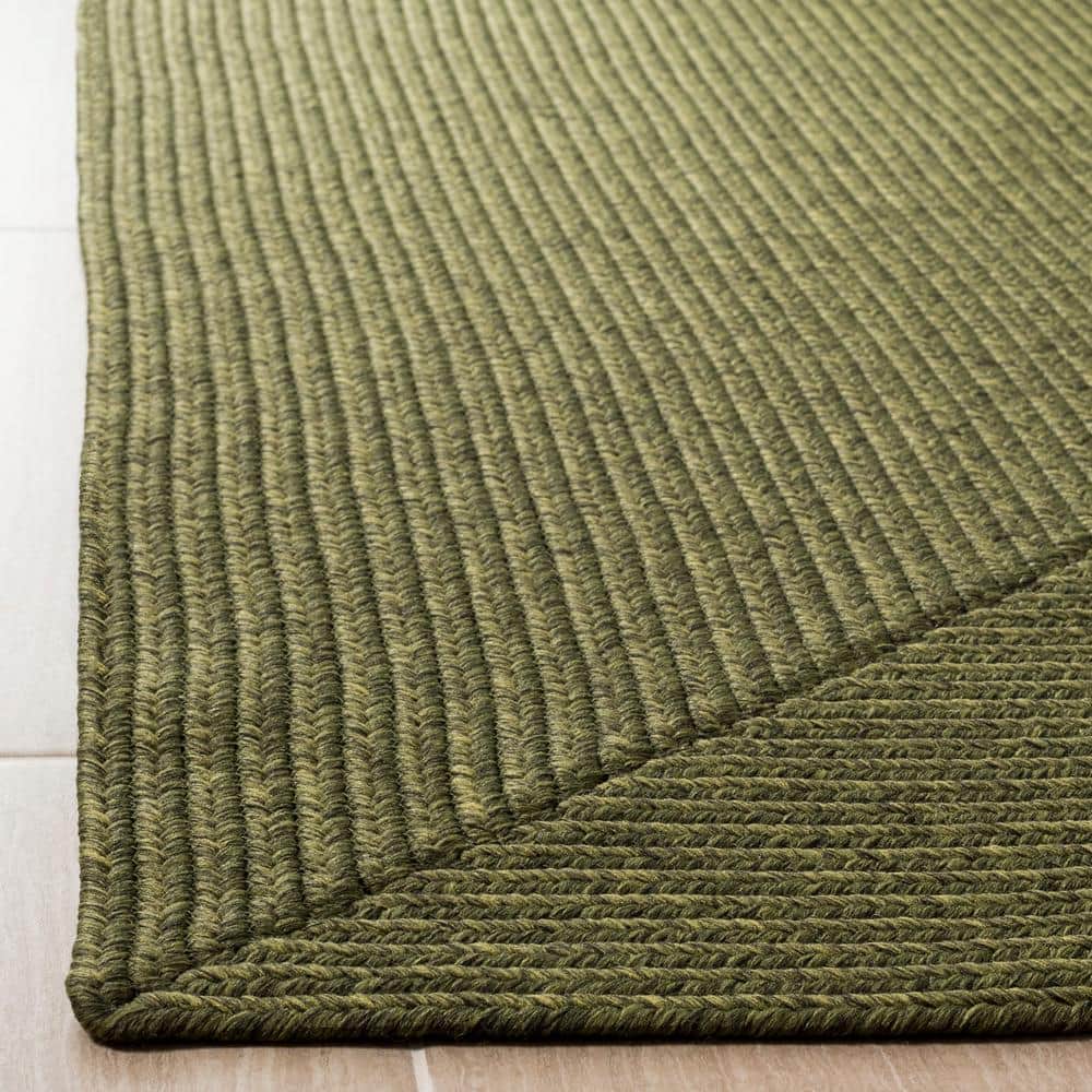 Handmade Green Braided 3' x 3' Square Area Rug