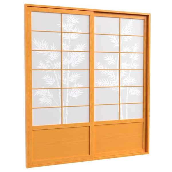 7 ft. Honey Bamboo Tree 2-Panel Sliding Door
