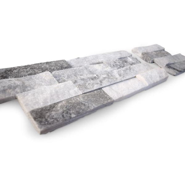 16 in. W x  in. L Alaska White Natural Stone Corner Siding