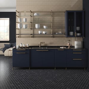 Midnight Hex Black 10.875 in. x 9.5 in. Honed Marble Wall and Floor Mosaic Tile (7.17 sq. ft./Case)