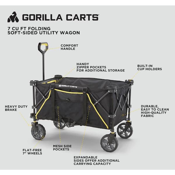 Gorilla Carts 7 Cubic Feet Foldable Utility Beach Wagon w