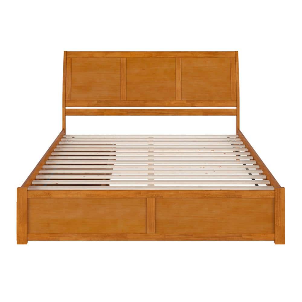 Portland Light Toffee King Wood Platform Bed with Storage Drawers