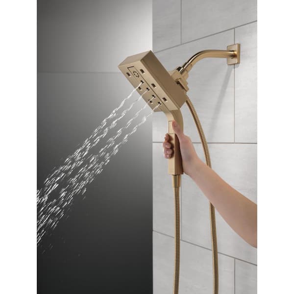 In2ition Gold 4-Spray Patterns 1.75 GPM 4.5 in. Wall Mount Dual Shower Heads in Lumicoat Champagne Bronze