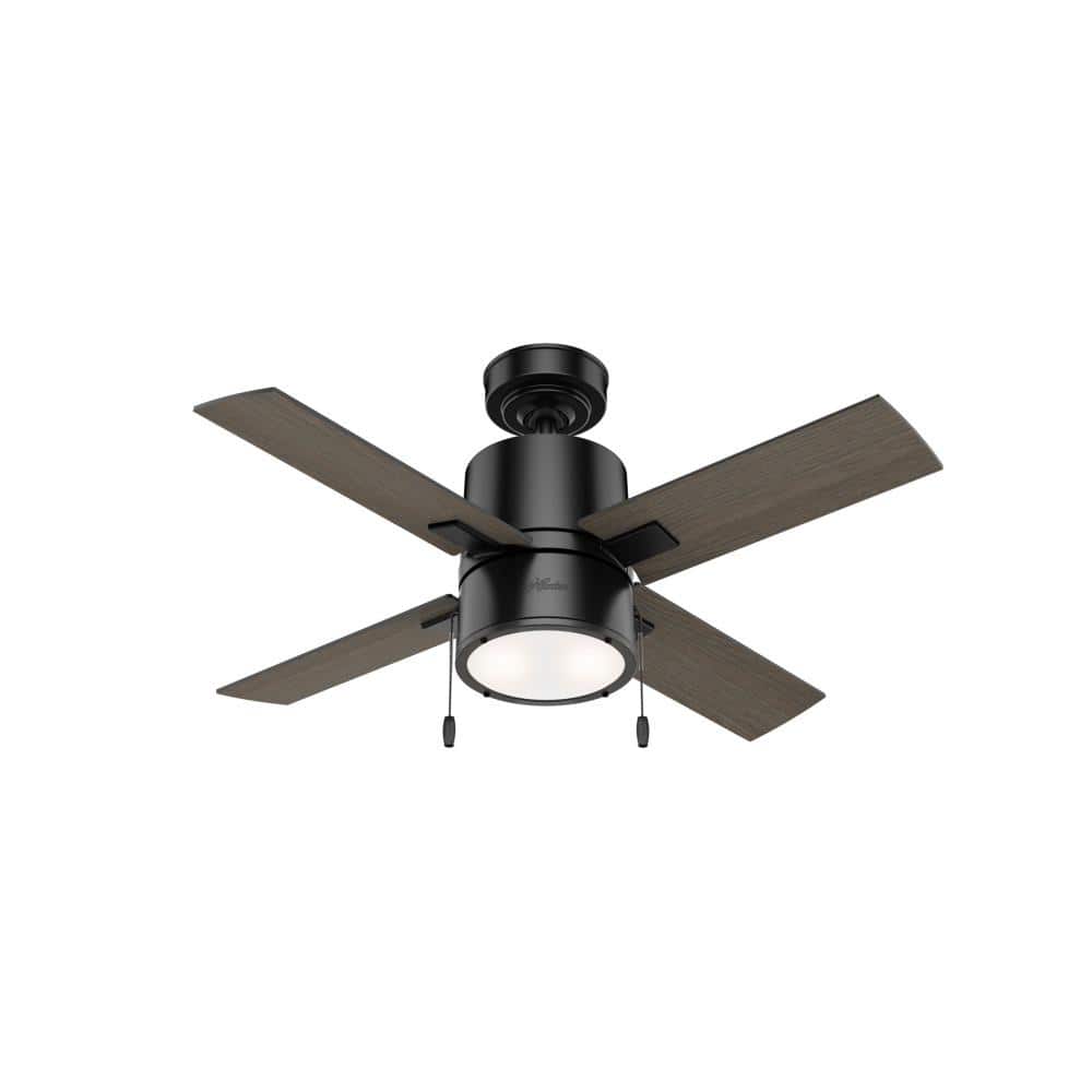 Hunter Beck 42" Matte Black Ceiling Fan with Greyed Walnut Blades and LED Light
