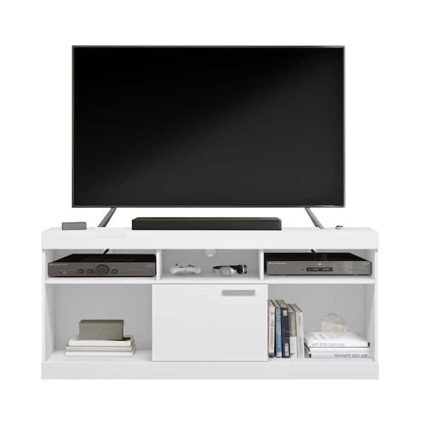 TECHNI MOBILI 61 in. W White Entertainment TV Stand with 2 open