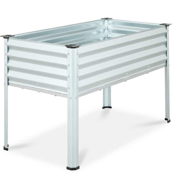 Best Choice Products 48 in. x 24 in. x 30 in. Silver Rectangle Galvanized Steel Raised Garden Bed Planter Box