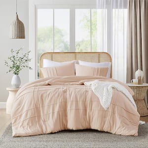 Porter 2-Piece Blush Microfiber Twin/Twin XL Soft Washed Pleated Comforter Set