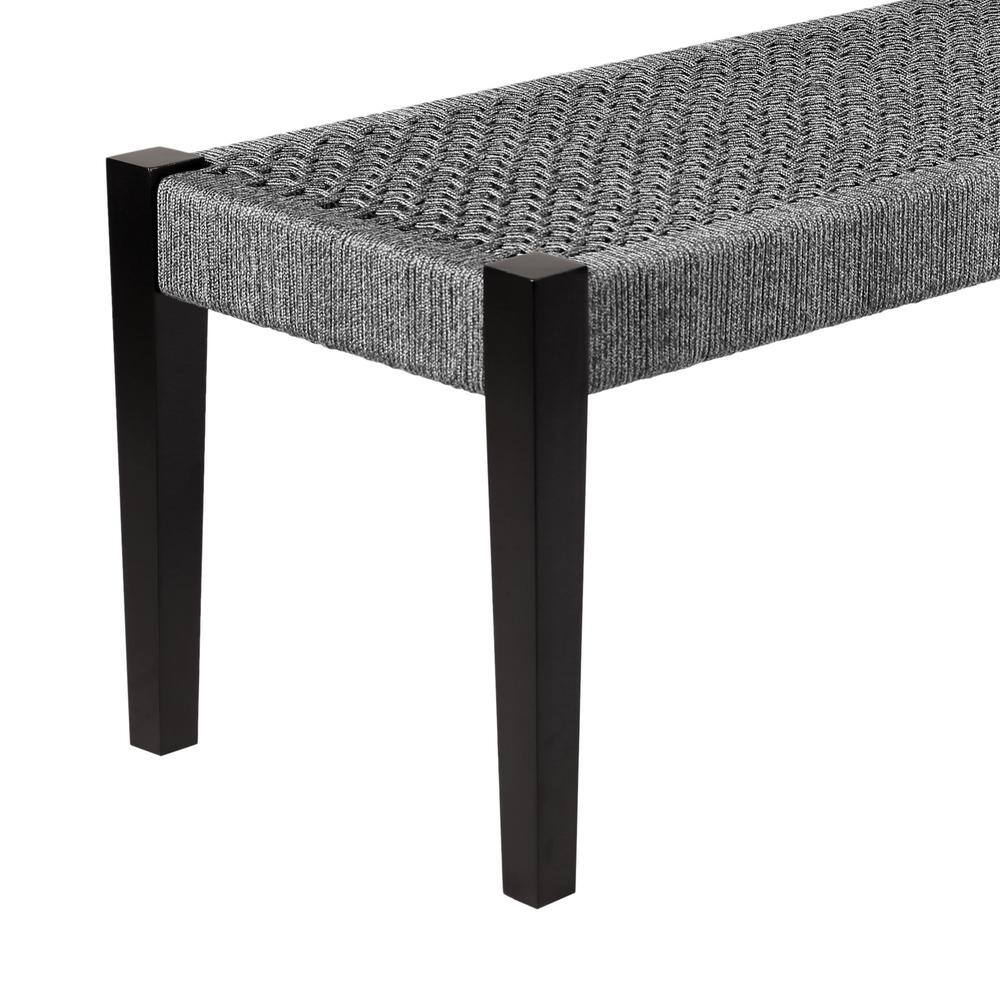 Gray Eucalyptus Wood Outdoor Accent Bench with Graduated Legs