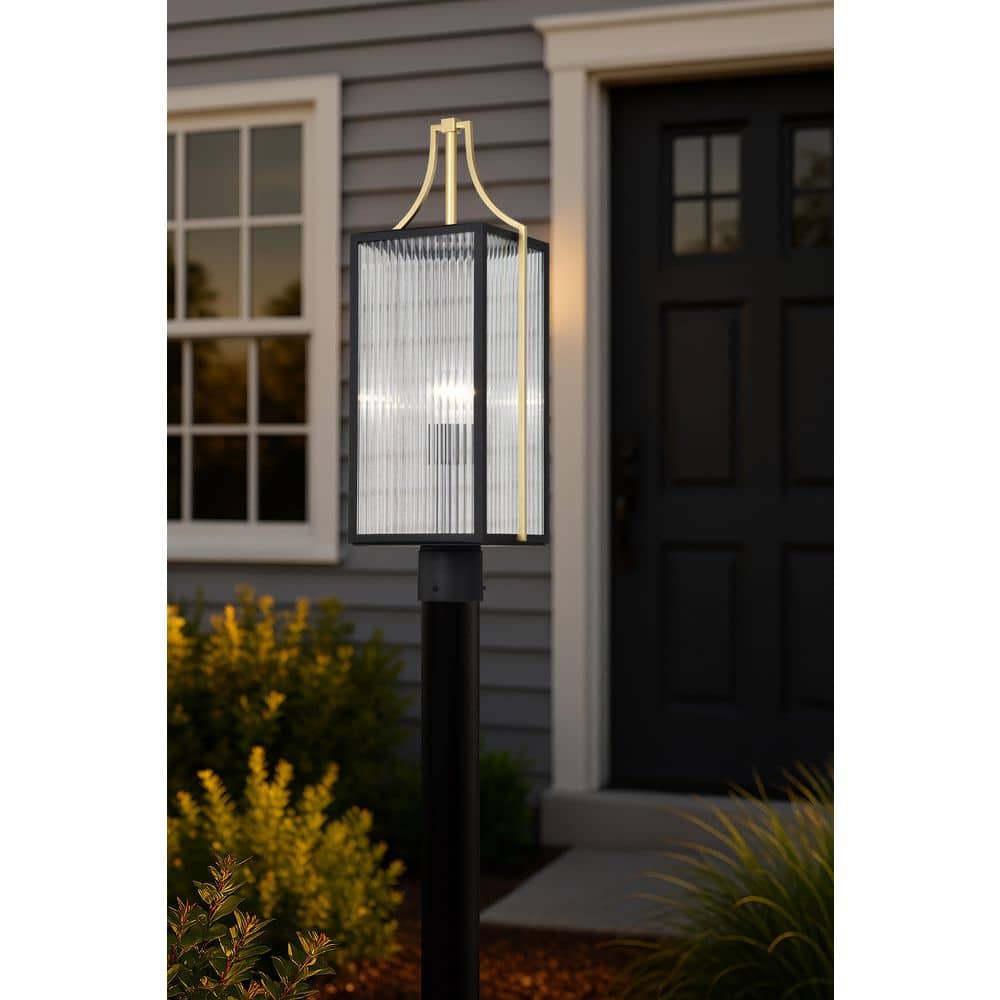 Holden 1-Light Black / Gold Aluminum / Glass Hardwired Outdoor Weather Resistant Post Light with No Bulbs Included price history on PriceWatchPro