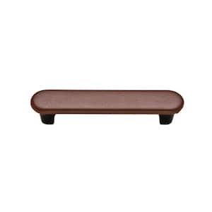 3 in. Center-to-Center Brown Sta Kleen Faux Leather Covered Oil-Rubbed Bronze Handle