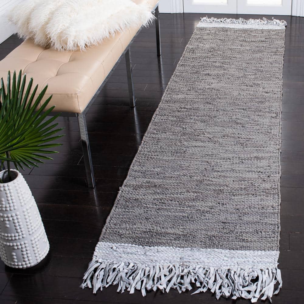 Vintage Leather 2 ft. x 6 ft. Light Gray/Taupe Distressed Solid Runner Rug price history on PriceWatchPro