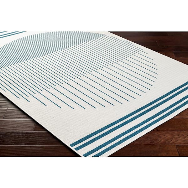 Alfresco Blue/Off white Abstract 5 ft. x 8 ft. Indoor/Outdoor Area Rug