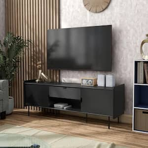 Rainer Modern Black TV Stand Fits TVs Up To 65 in. with Drawer and Doors