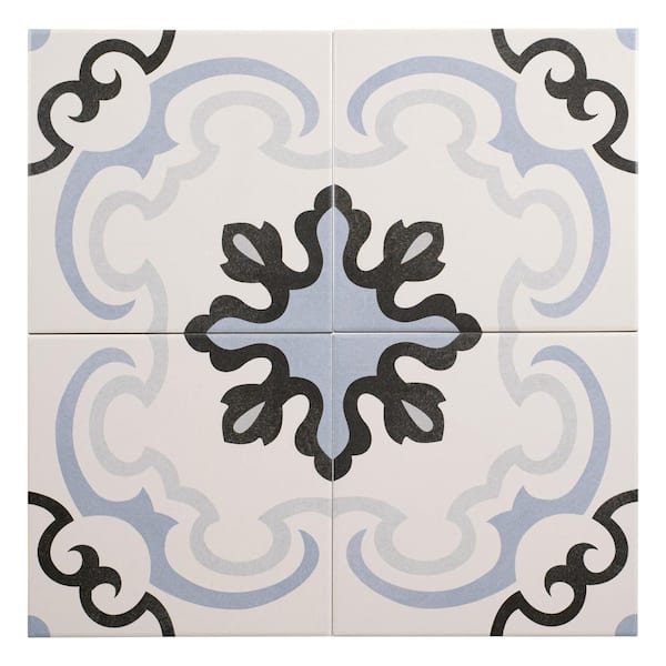 ANDOVA Istanelle Dronikos Blue 8 in. Encaustic Patterned Matte Porcelain Wall and Floor Tile (8.17 sq. ft./Case)