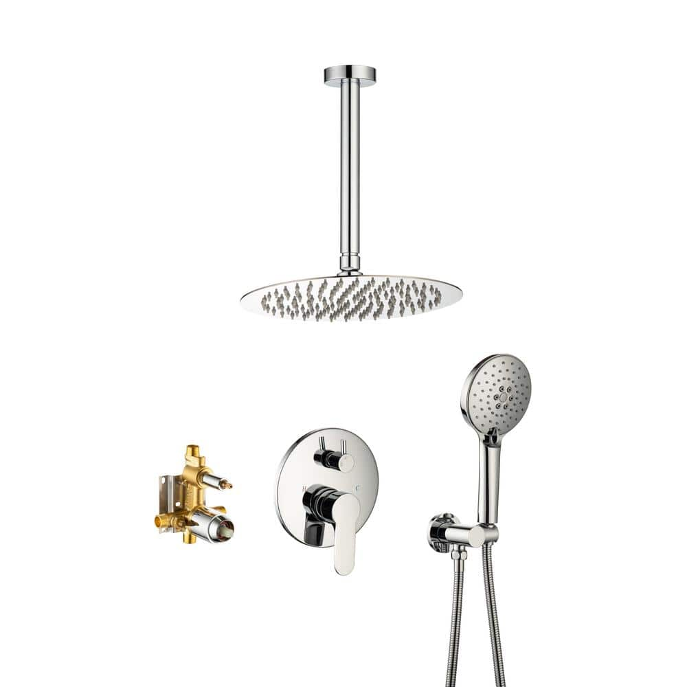 Lukvuzo 3Spray 12 in. Ceiling Shower Head Wall Mount Fixed and