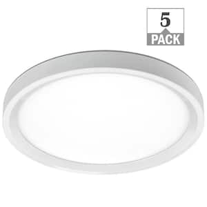 11 in. White Closet Light Round LED Flush Mount Ceiling Light Thin Profile 1000 Lumens 13W Adjustable CCT (5-Pack)