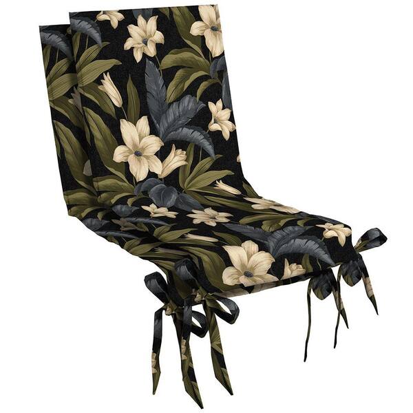 Hampton Bay Black Tropical Blossom Patio Sling Chair Slipcover (2-Pack)