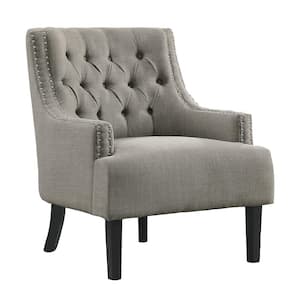 Bolingbrook Taupe Textured Upholstery Tufted Back Accent Chair