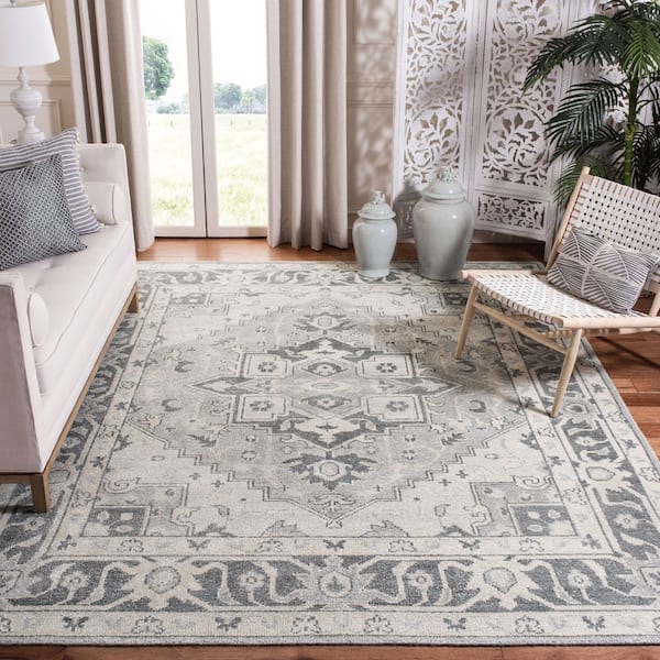 Maharaja 8 ft. x 10 ft. Gray/Ivory Anatolian Tribal Medallion Area Rug