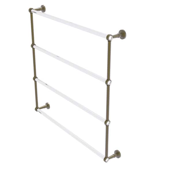 Allied Brass Pacific Beach 4-Tier 36 in. Ladder Towel Bar with Groovy Accents in Antique Brass