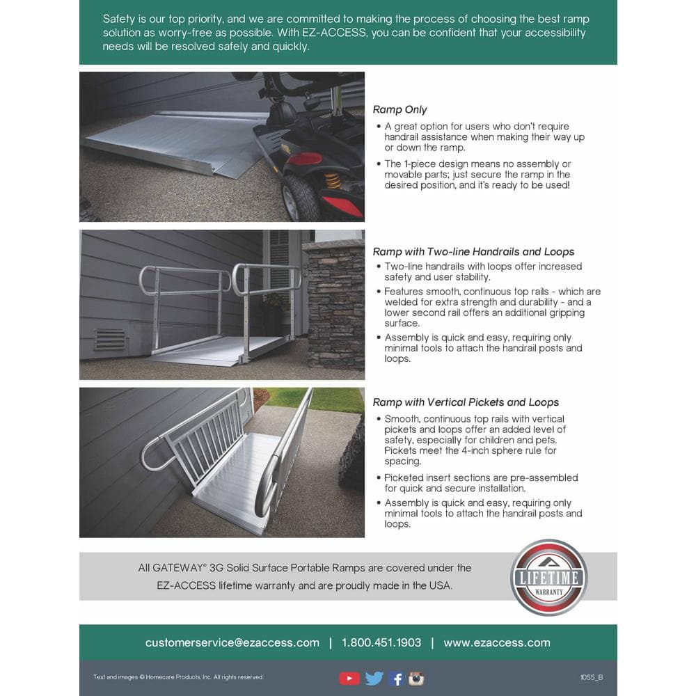 EZ-ACCESS 9-Foot Aluminum Portable Wheelchair Ramp with Handrails