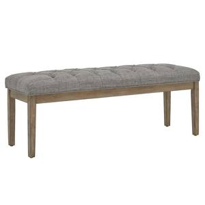 52 in. Gray Premium Tufted Reclaimed Look Upholstered Bench