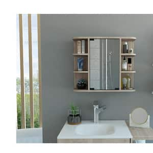 23.62 in. W x 7.48 in. D x 19.68 in. H rectangular Medicine Cabinet with Mirror, Six External Shelves, in Gray