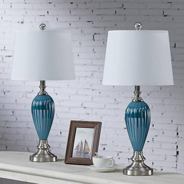 Maxax Odile 25 in. Light Blue Table Lamp Set (Set of 2)