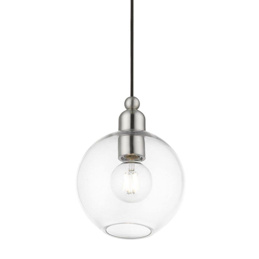Downtown Elegance Brushed Nickel Globe Pendant with Clear Glass