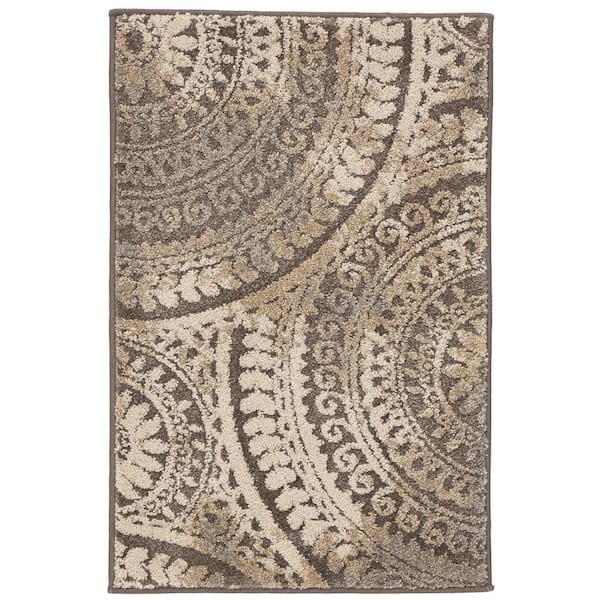 StyleWell Spiral Medallion 3 ft. x 5 ft. Gray Geometric Area Rug