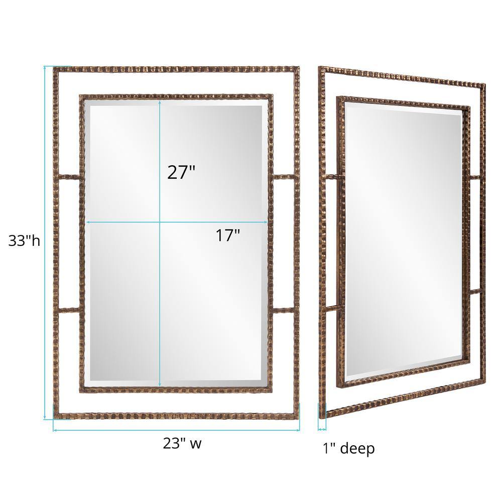 Gavin Antique Bronze Textured Iron Framed Wall Mirror 17"x27"
