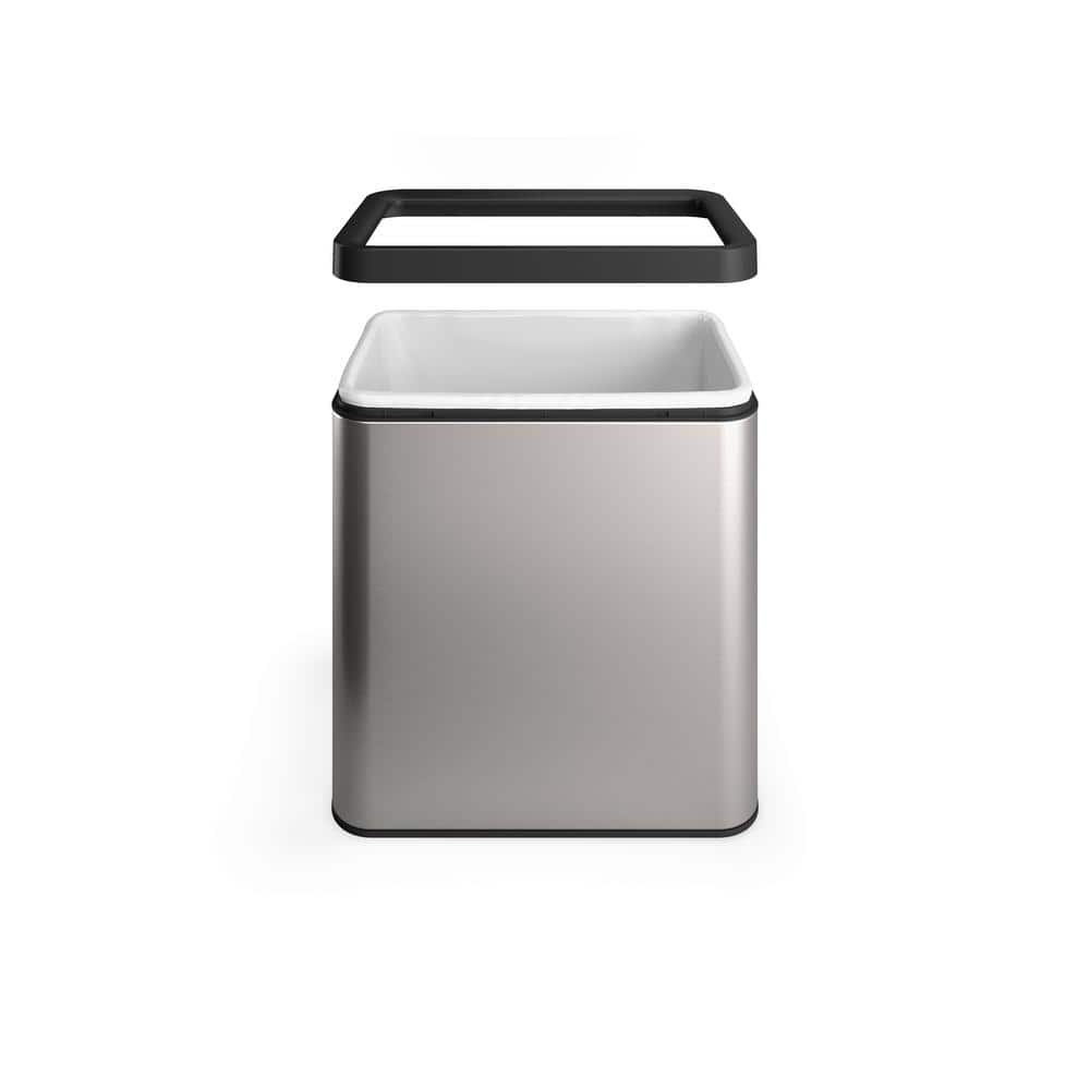 25-Liter Stainless Steel Open-Top Trash Can with Brushed Finish