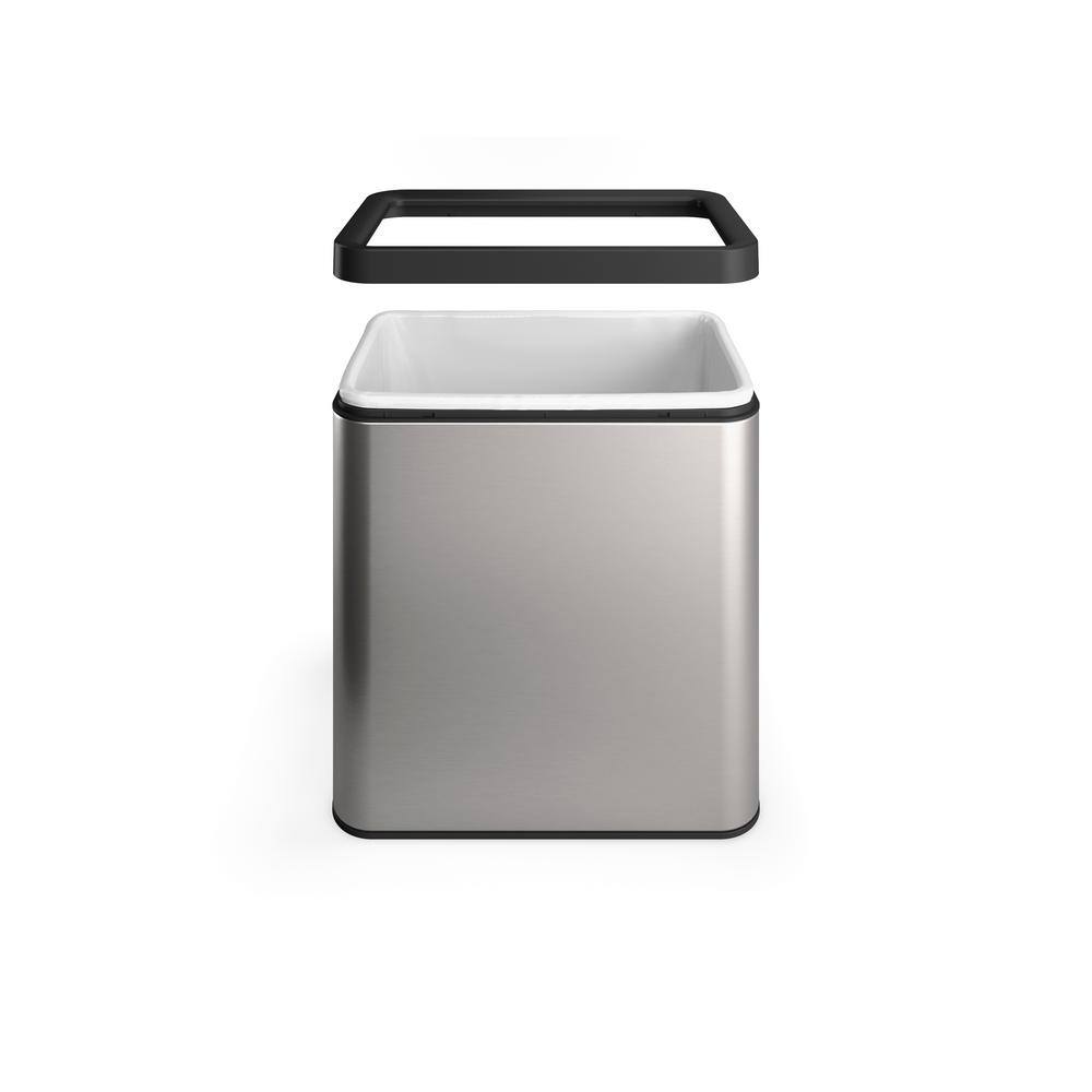 25-Liter White and Stainless Steel Open-Top Trash Can