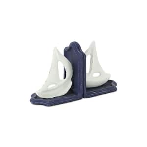 5 in. Blue Cast Iron Boat Bookends (Set of 2)