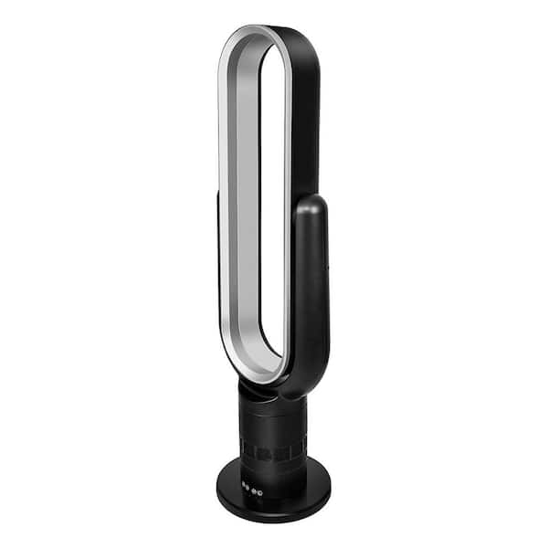Amucolo 39 in. 10 Speeds Portable Bladeless Tower Fan in Black with Remote Control and Timer