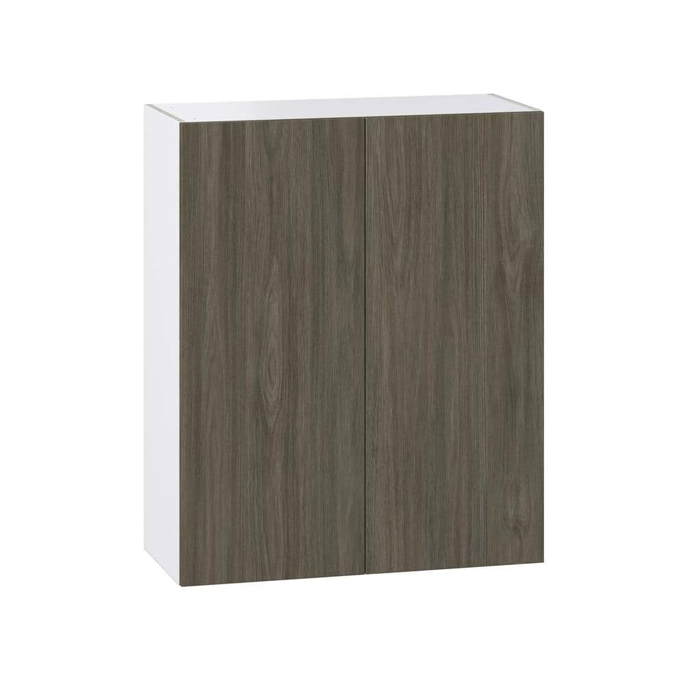 J COLLECTION Medora Textured Slab Walnut Assembled Wall Kitchen Cabinet ...