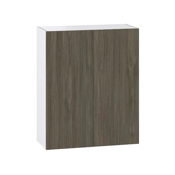 J COLLECTION Medora Textured Slab Walnut Assembled Wall Kitchen Cabinet ...