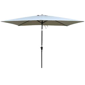 9 ft. x 6 ft. Rectangular Steel Market Tilt Patio Umbrella in Frozen Dew Outside Table Umbrella with Crank for Garden