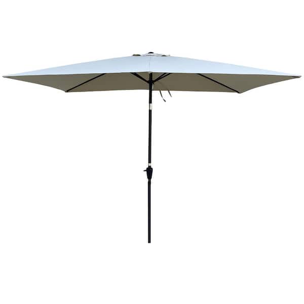 GAWEZA 9 ft. x 6 ft. Rectangular Steel Market Tilt Patio Umbrella in Frozen Dew Outside Table Umbrella with Crank for Garden