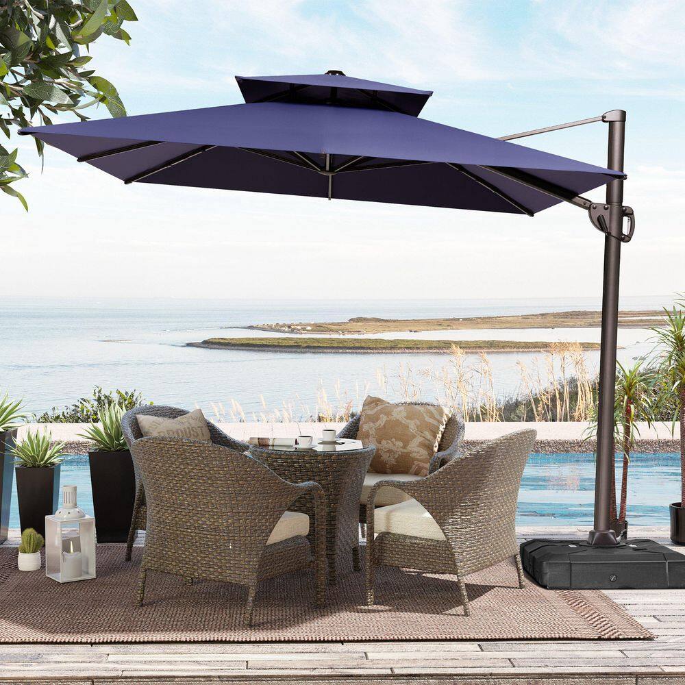 11.5 ft. x 9 ft. Double Top Rectangular Cantilever Patio Umbrella in Navy Blue with 260 lbs. Base Stand price history on PriceWatchPro