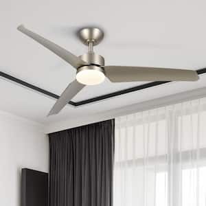 52 in. LED Indoor Nickel Semi Flush Smart Ceiling Fan with Light Kit and Remote