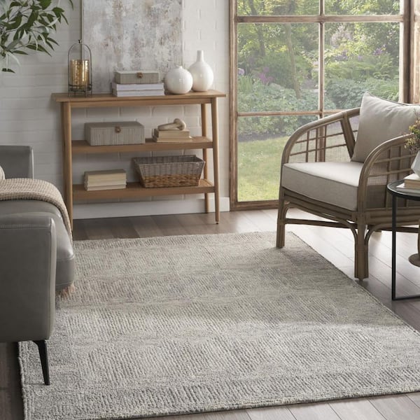 5 ft. x 7 ft. Gray Geometric Washable Area Rug