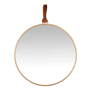 23 in. x 23 in. Round Modern Allie Metal Framed Wall Mirror with Faux Leather Strap