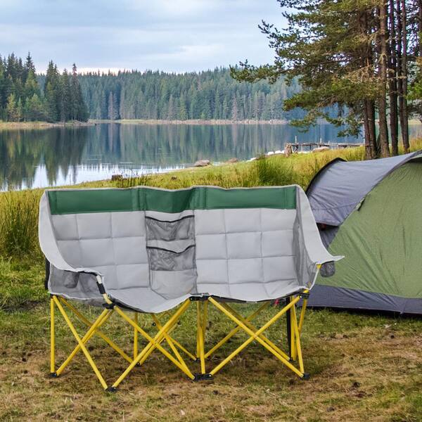 Jushua Loveseat Style Camping Chair, Oversized Folding Lawn Chair