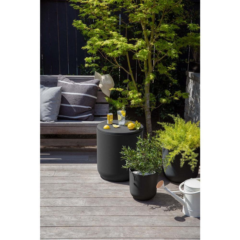 Veradek Black Round Concrete-Plastic Cooler Side Table