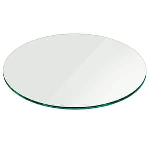 42 in. Clear Round Glass Table Top, 3/8 in. Thickness Tempered Pencil Edge Polished