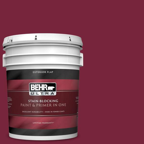 BEHR ULTRA 5 gal. #UL100-4 Cranberry Flat Exterior Paint and Primer in One