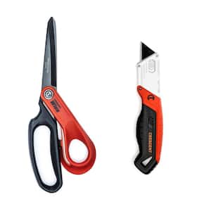 All-Purpose Straight Scissor and Folding Utility Knife Combo (2-Piece)