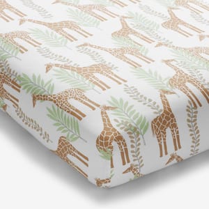 Company Kid's Giraffe Play Multi Organic Cotton Percale Crib Sheet