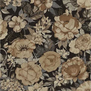 30.75 sq. ft. Neutral  and  Wrought Iron Watercolor Floral Garden Vinyl Peel and Stick Wallpaper Roll